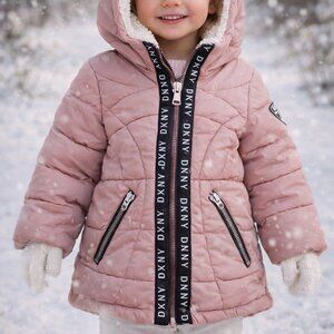 DKNY Hooded Puffer Winter Jacket for Kids 2T